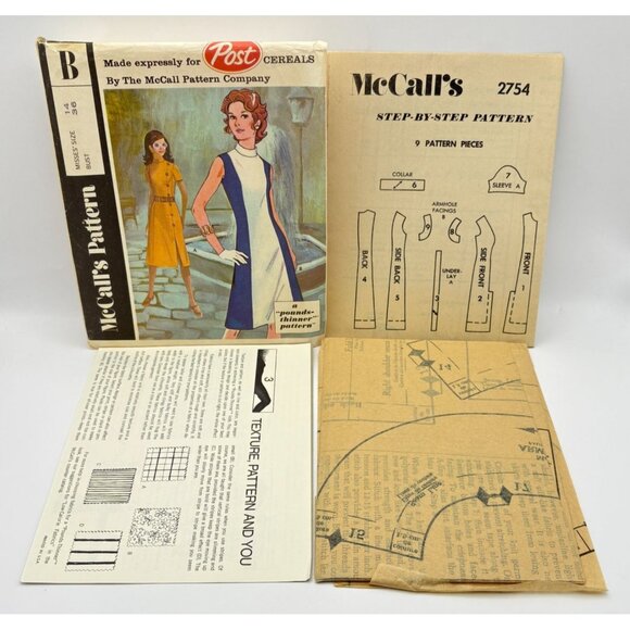 McCalls 2754 Dress Pattern Size 14 Vintage Post Cereal B Version Uncut 1970s - Picture 7 of 7
